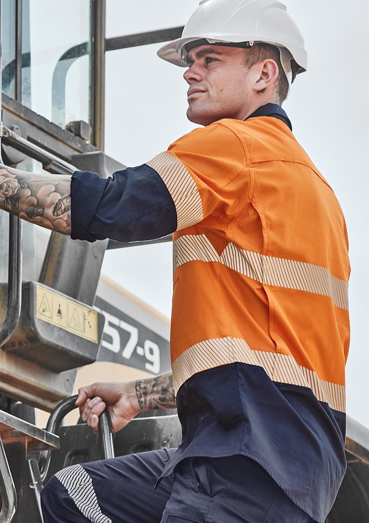 Mens Rugged Cooling Hi Vis Segmented Tape L/S Shirt (ZW 229)