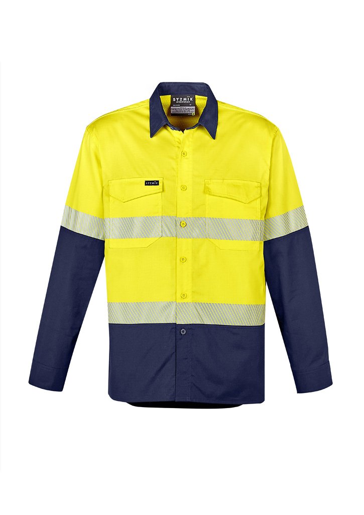 Mens Rugged Cooling Hi Vis Segmented Tape L/S Shirt (ZW 229)