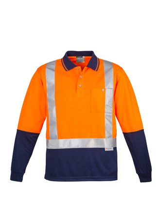 SYSMIK - MENS HI VIS SPLICED POLO - LONG SLEEVE SHOULDER TAPED (ZH234)