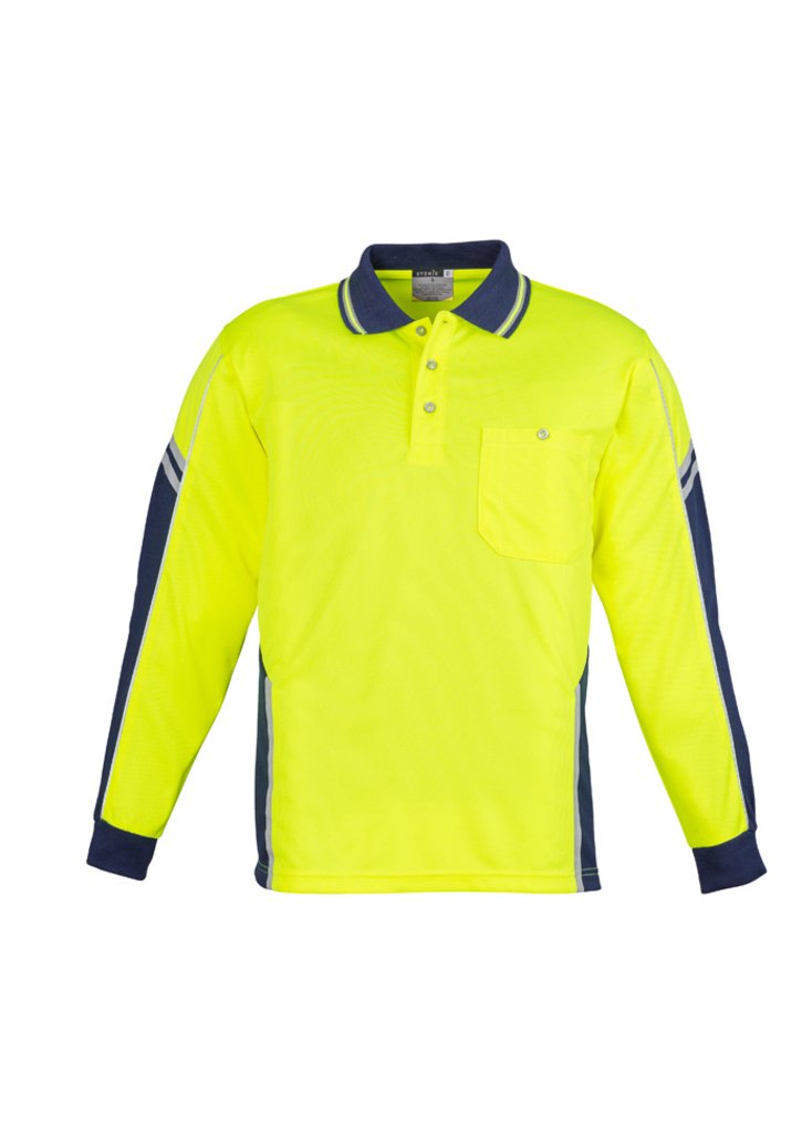 SYSMIK - MENS HI VIS SQUAD LONG SLEEVE POLO (ZH238)