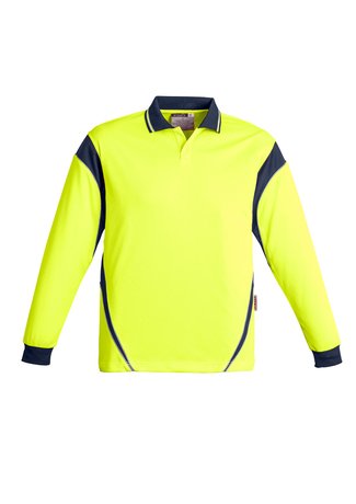 SYSMIK - MENS HI VIS AZTEC POLO - LONG SLEEVE (ZH249)